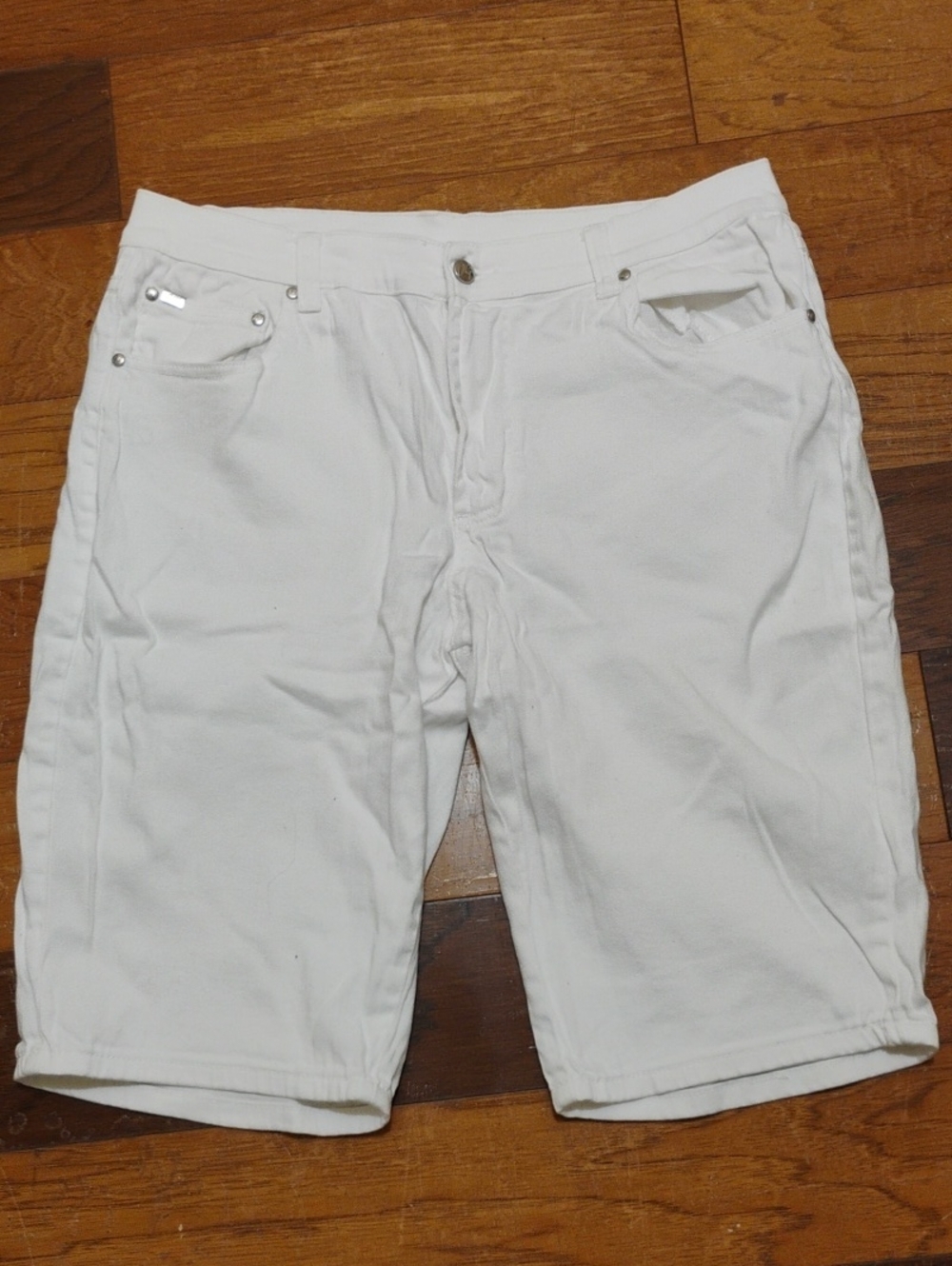 DG2 by Diane Gilman White Denim Bermuda Shorts